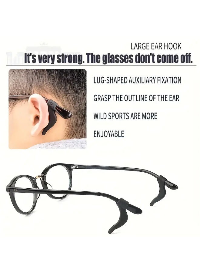 QUALITY 10 Pcs Soft Silicone Eyeglass Retainers | Anti-Slip Ear Hooks for Sports, Kids & Work | Secure Temple Tip Grips Black - Image 2