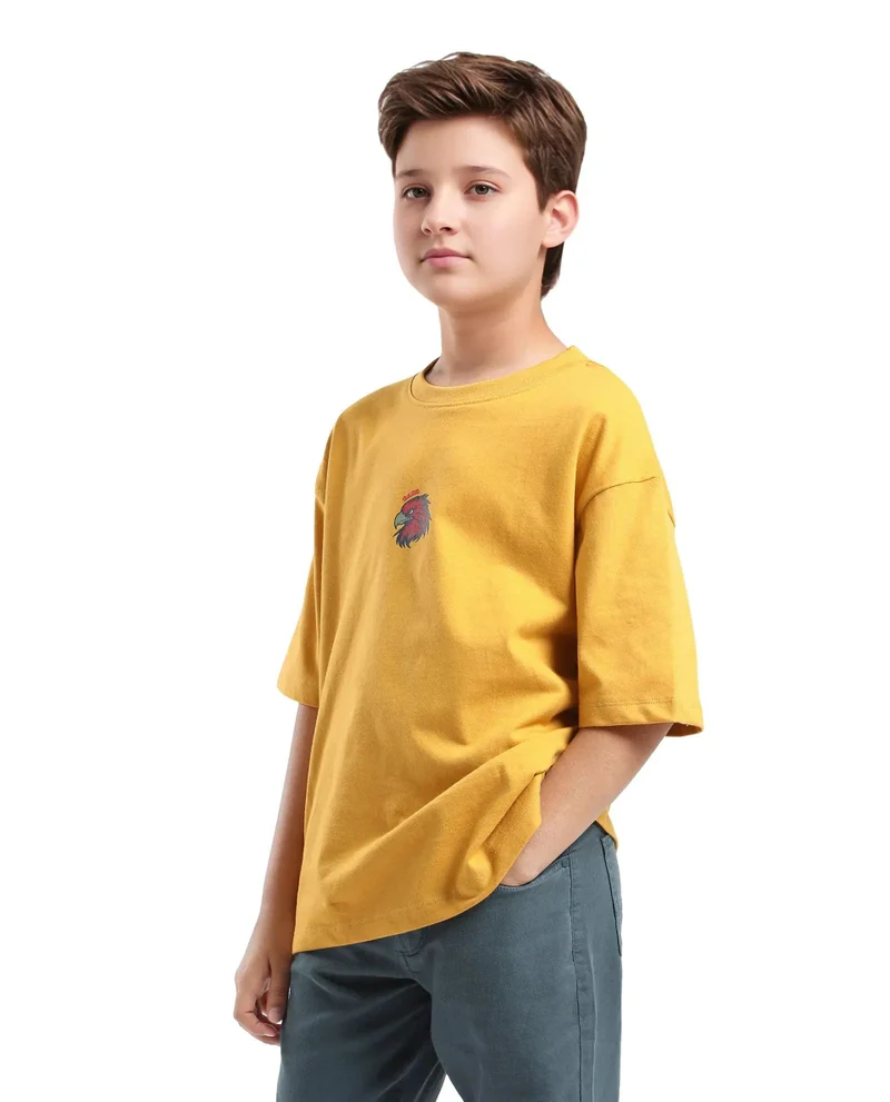 Rare Ones Rare Ones Kids Aerie-T Yellow Cotton Graphic Print Slip-On Oversized Fit T-Shirt