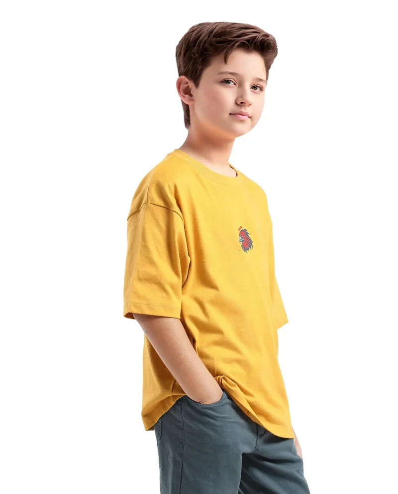 Rare Ones Rare Ones Kids Aerie-T Yellow Cotton Graphic Print Slip-On Oversized Fit T-Shirt