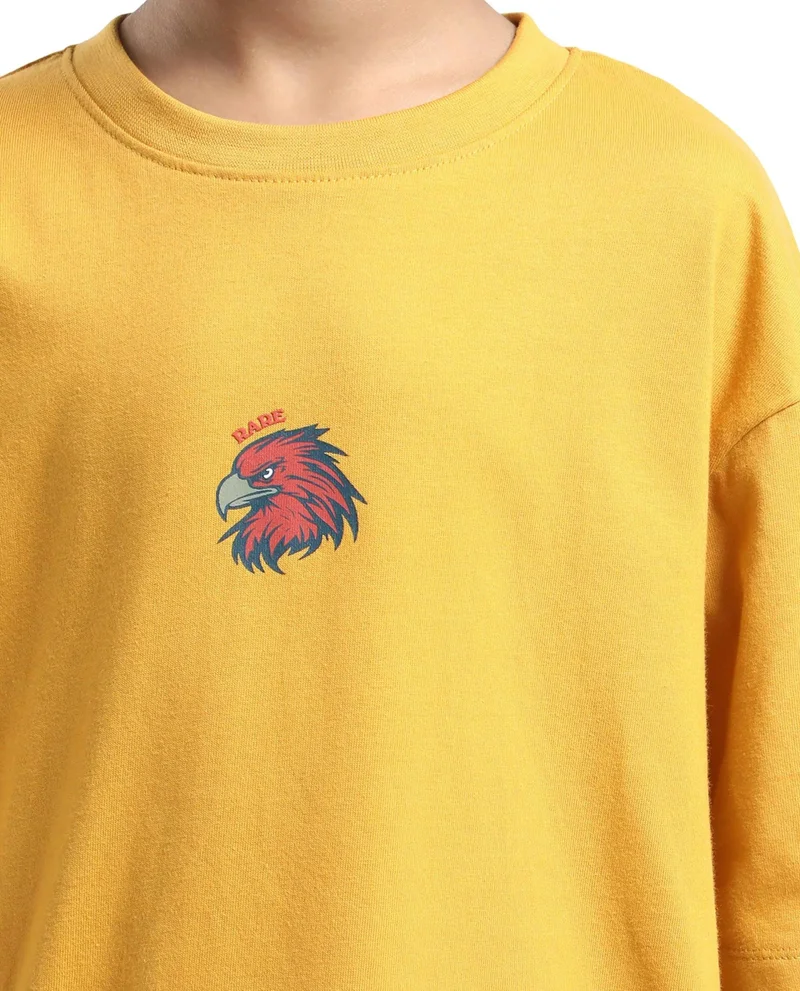 Rare Ones Rare Ones Kids Aerie-T Yellow Cotton Graphic Print Slip-On Oversized Fit T-Shirt