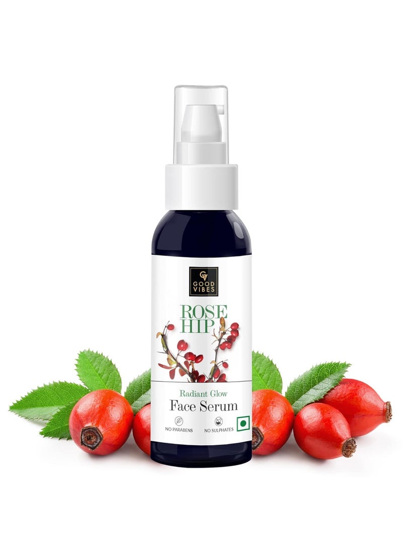 Good Vibes Good Vibes Rosehip Face Serum with Vitamin E | Hydrating Serum for Reducing Dark Circle & Spots | Ideal for Dry & Dehydrated Skin | 1.69 Fl Oz/50ml 