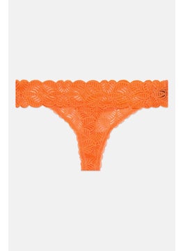 UNDIZ Women Lace Pull On Panty, Orange  - Image 1