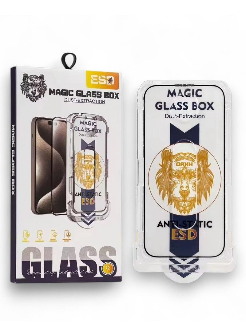 ESD Magic Glass Box Tempered Glass Screen Protector for iPhone 16 Pro Max – Anti-Fingerprint, Dust-Proof, Smooth Touch, 9H Hardness, Easy Installation - Image 1