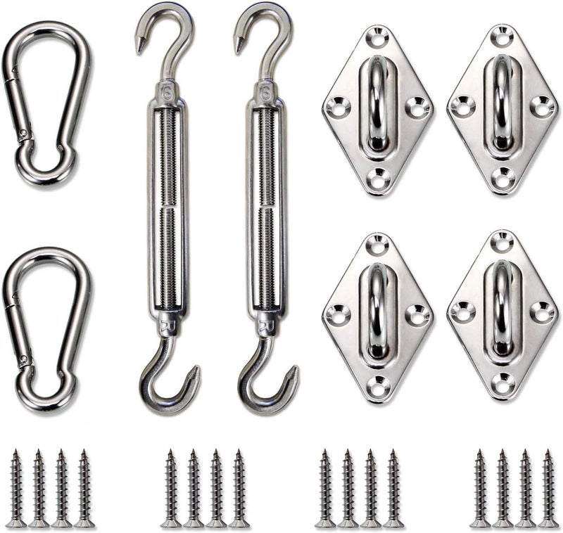 Windscreen4less Sun Shade Sail Hardware Kit - 6 Inches - Super Heavy Duty - for Square and Rectangle Sun Shade Sail - Image 1