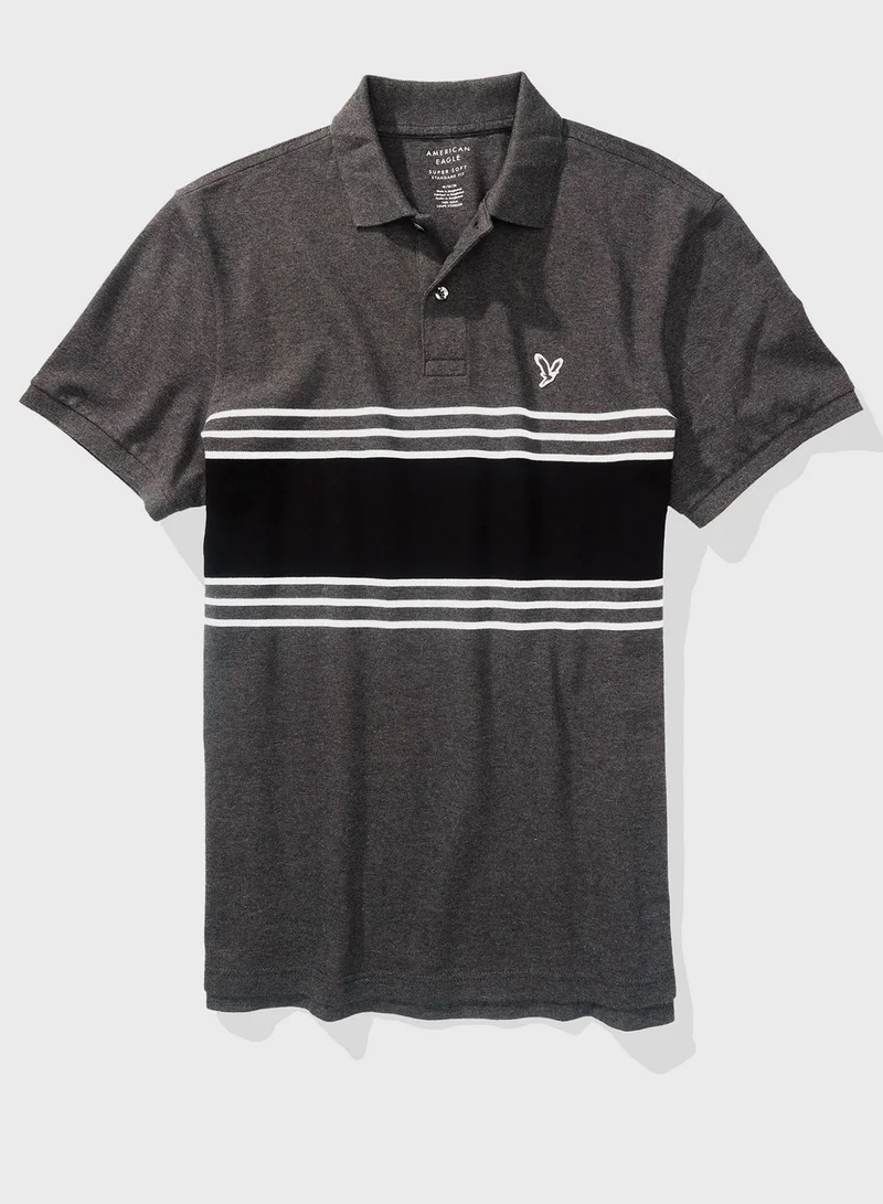 American Eagle Striped Polo