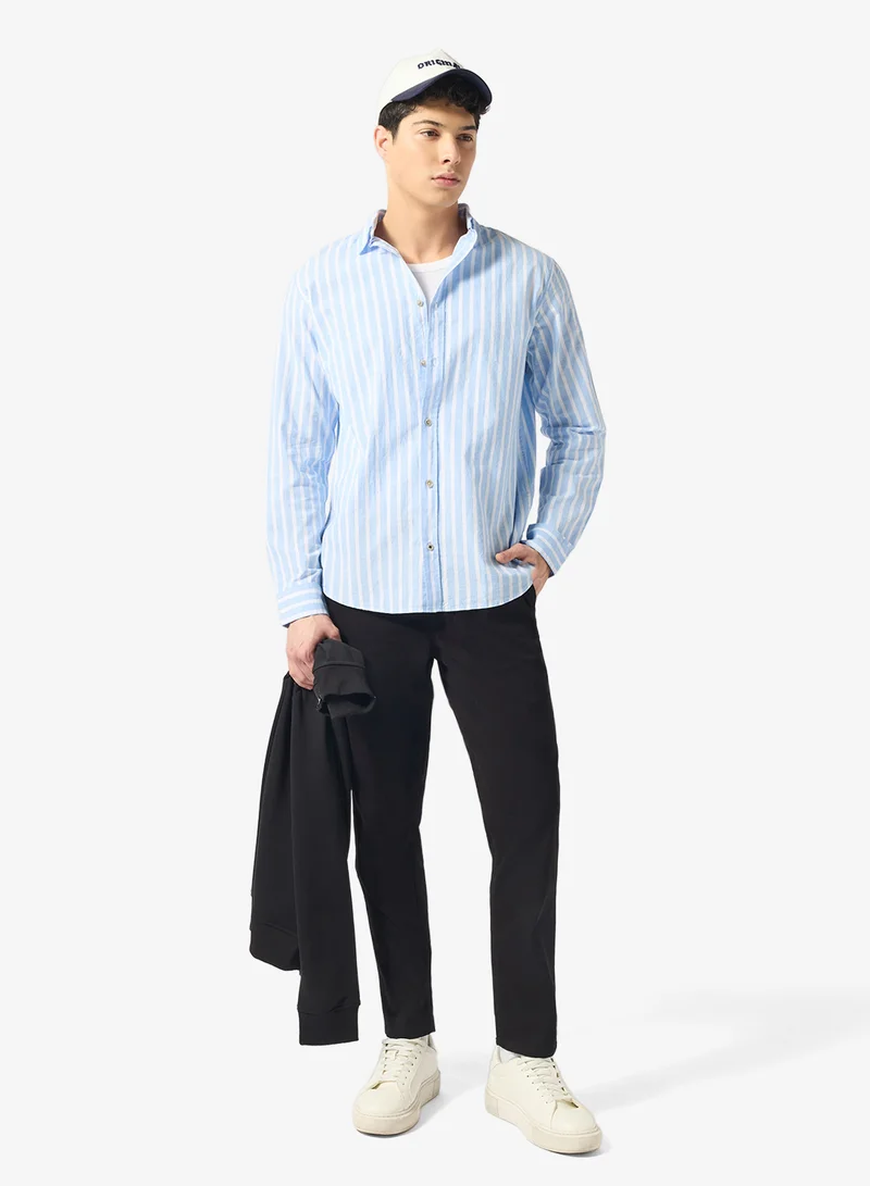 جاك اند جونز بنطلون رياضي كاجوال بخصر مطاطي وحافة مفتوحة