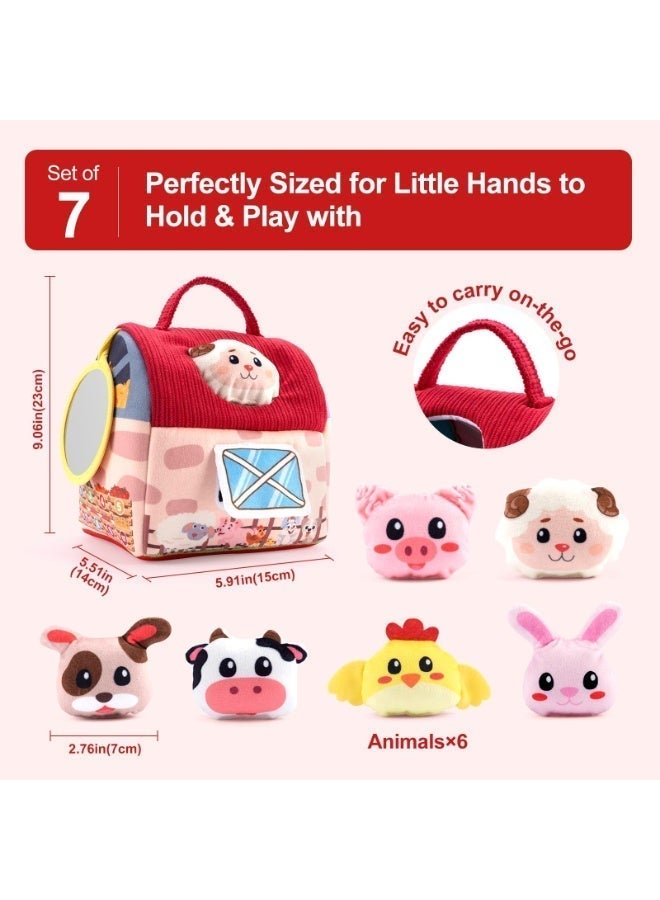 OSHIMA Baby Toys 6-12 Months, Farm Animals Shape Sorter Toys, 6Pcs Stuffed Farm Animals Plush Toys, Rattle - Montessori Toy, Lamb, Puppy, Calf, Chick, and Bunny - Boxed Baby Gift, Soft - Image 3