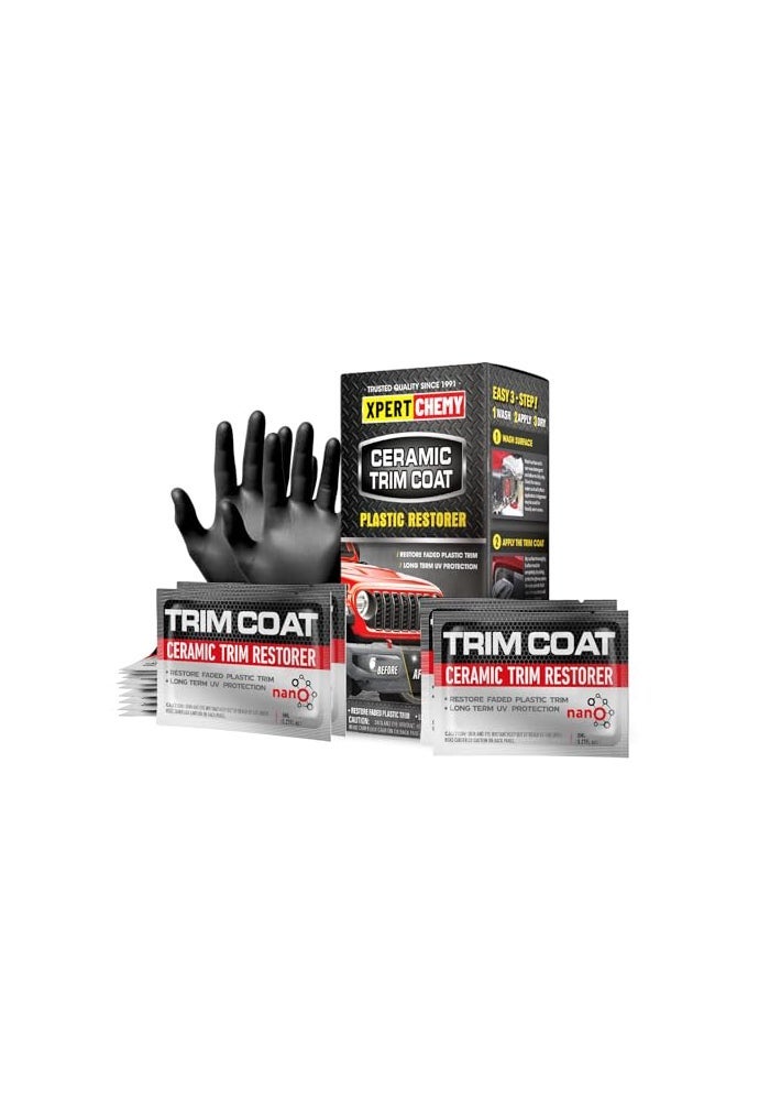 XPERTCHEMY Ceramic Trim Coat Kit Plastic Restorer for Cars Ceramic Coating Wipes to Lasting Over 230 WashesThe Ceramic Coating Helps Improve Optical Clarity On Clear Car Plastic - Image 1