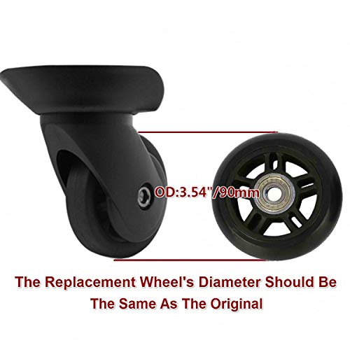 ORO 1 Pair Luggage Wheels Replacement 90mm Case Wheels with 8mm Bearings for Suitcase, Inline Skate and Caster Board - Image 3