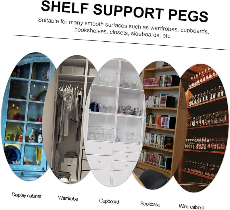 12 قطعة من دعامات الرفوف للأدراف والخزائن، دبابيس تقسيم سهلة التركيب لرفوف الكتب - Image 3