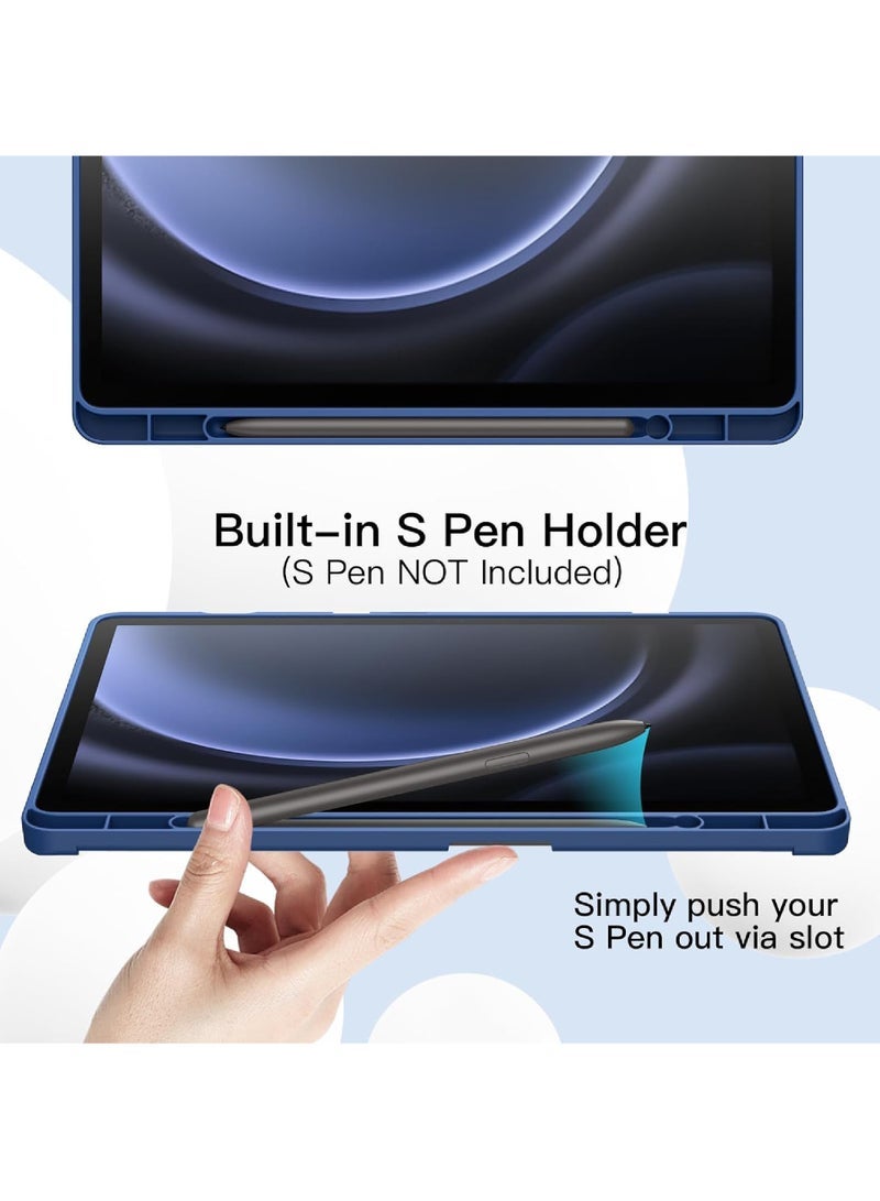Captaintech Case for Samsung Galaxy Tab S9 FE+ Plus/Galaxy Tab S9+ Plus 12.4 Inch 2023 with S Pen Holder Soft TPU Tri-Fold Stand Protective Tablet Cover Support S Pen Charging Auto Wake/Sleep - Image 3