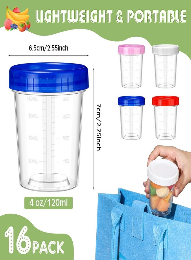 Singhoow 16 Pack 4 oz Freezer Storage Containers with Screw Lids Airtight Plastic Food Storage Containers Reusable Small Plastic Cups for Sauce, Jam and Puree, Ice Cream - Image 2