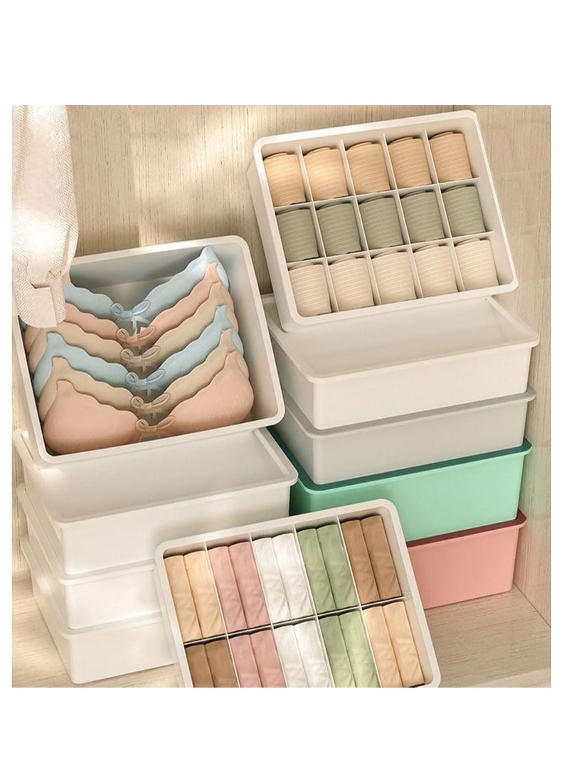 Plastic Underwear Organizer, Stackable Underwear Storage Box with Dustproof Lid for Closet Wardrobe, Socks Pants Bra Dispenser for Bedroom Cabinet, Drawer Dividers for Scarves Ties Cables (For Sock)