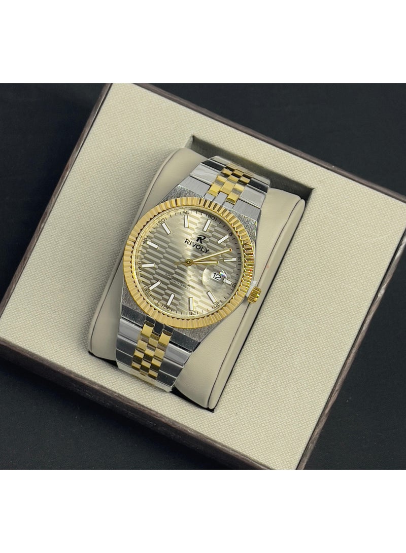 ريفولي ساعة يد للرجال من الستانلس ستيل بعرض انالوج وحركة كوارتز ، سهلة القراءة بتصميم عصري مقاوم للماء، ساعة يد كلاسيكية فاخرة . - Image 1