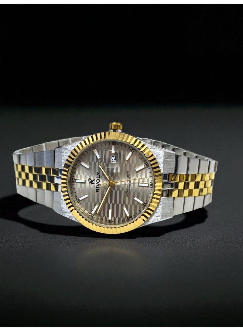 ريفولي ساعة يد للرجال من الستانلس ستيل بعرض انالوج وحركة كوارتز ، سهلة القراءة بتصميم عصري مقاوم للماء، ساعة يد كلاسيكية فاخرة . - Image 3