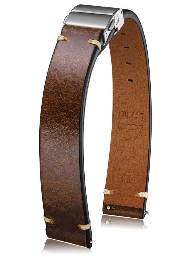 Getalia leather Watch Band Retro Oil wax Genuine Leather,18mm 19mm 20mm 21mm 22mm Quick Release Foldover Clasp Replacement Watch Straps for Men and Women, 20mm, Leather, no gemstone - Image 1