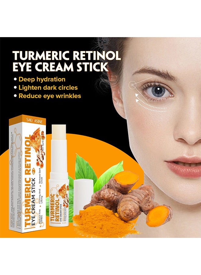 SAUVASINE - Turmeric Retinol Eye Cream Stick,Lumibalm for Under Eye Bags, Eye Balm Stick Hydrating,Lumistick for Puffiness and Bags Reduces,Anti Aging Eye Balm Stick Hydrating 5g - Image 1