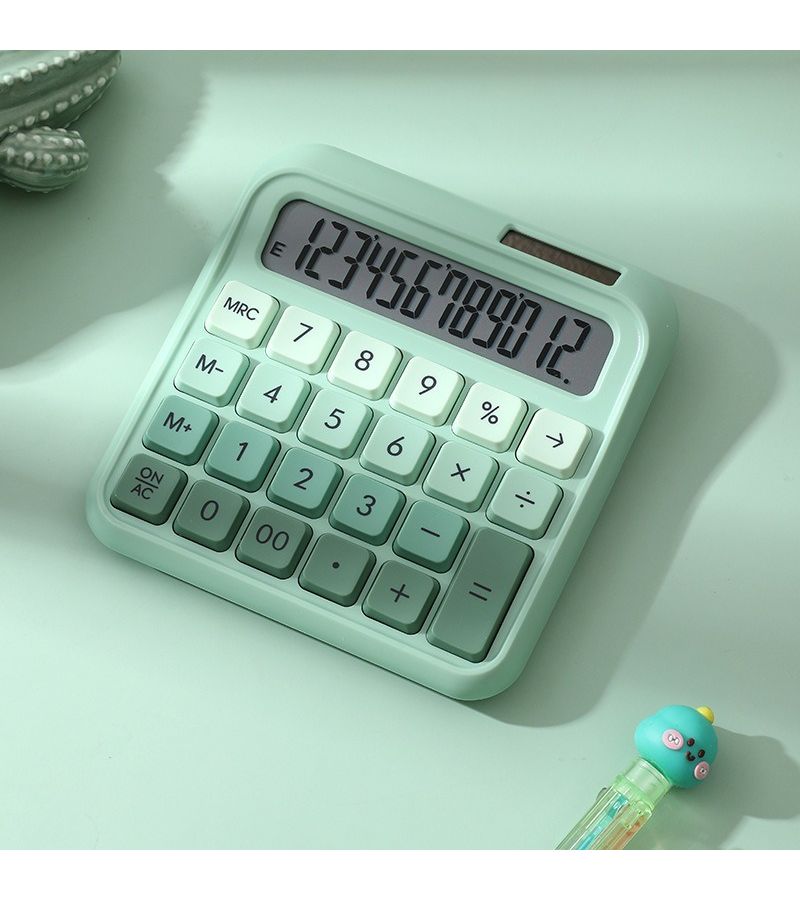 Gradient Powder Dopamine Candy Color High Aesthetic Calculator Multifunctional Solar Powered 12 Digit Display For School And Financial Office Use Batteries Not Included - Image 4