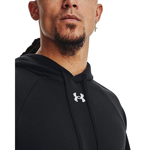 Under Armour Men's Rival Fleece Hoodie, (001) Black / / White, Small - Image 3