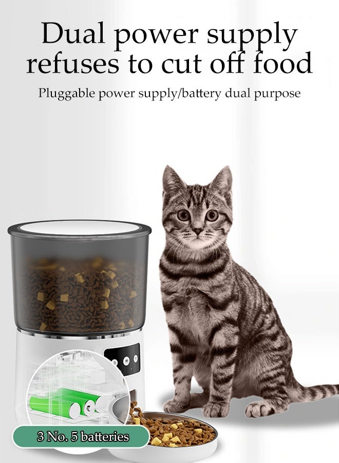 DUNISO 4L Smart Pet Feeder Automatic Remote Control Pet Dry Food Dispenser Dual Power Supply Easy Setup Timed Pet Food Dispenser Auto Feeder 1-10 Meals Programmable Portion Size Smart Pet Feed Dispenser for Multiple Pets - Image 2