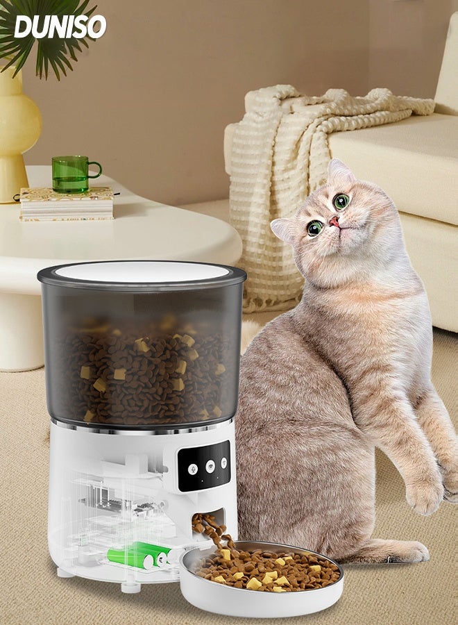 DUNISO 4L Smart Pet Feeder Automatic Remote Control Pet Dry Food Dispenser Dual Power Supply Easy Setup Timed Pet Food Dispenser Auto Feeder 1-10 Meals Programmable Portion Size Smart Pet Feed Dispenser for Multiple Pets - Image 1
