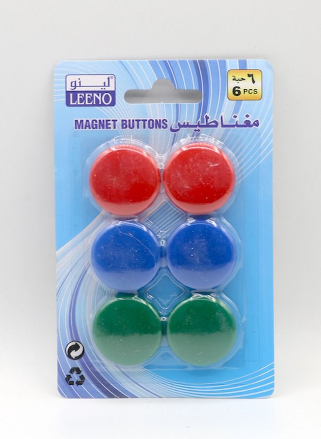 LEENO Round Magnet Set Of 6 Multicolour 3cm - Image 1