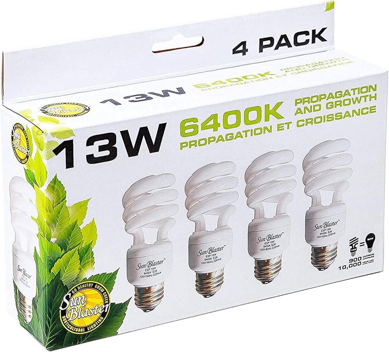 SunBlaster SL0900151 13 Watt Indoor Energy-Efficient Plant Grow Light Set with 4 CFL Lightbulbs for All Year Usage in Home - Image 1
