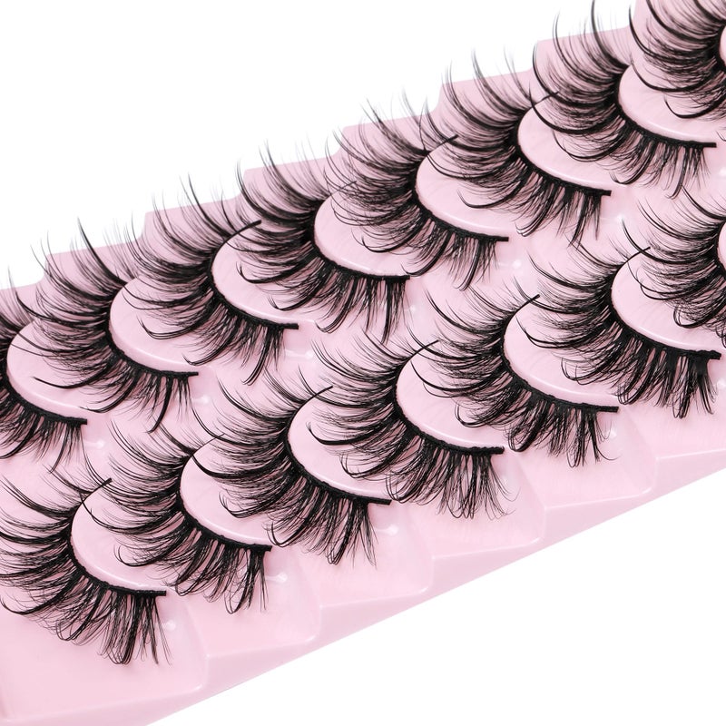 GVEFETIEE False Eyelashes Fluffy Faux Mink Lashes Wispy Fairy Cat Eye Lashes Spiky Strip Lashes Extension Natural Volume Fake Lashes Pack by GVEFETIEE 8 Pairs Black - Image 4