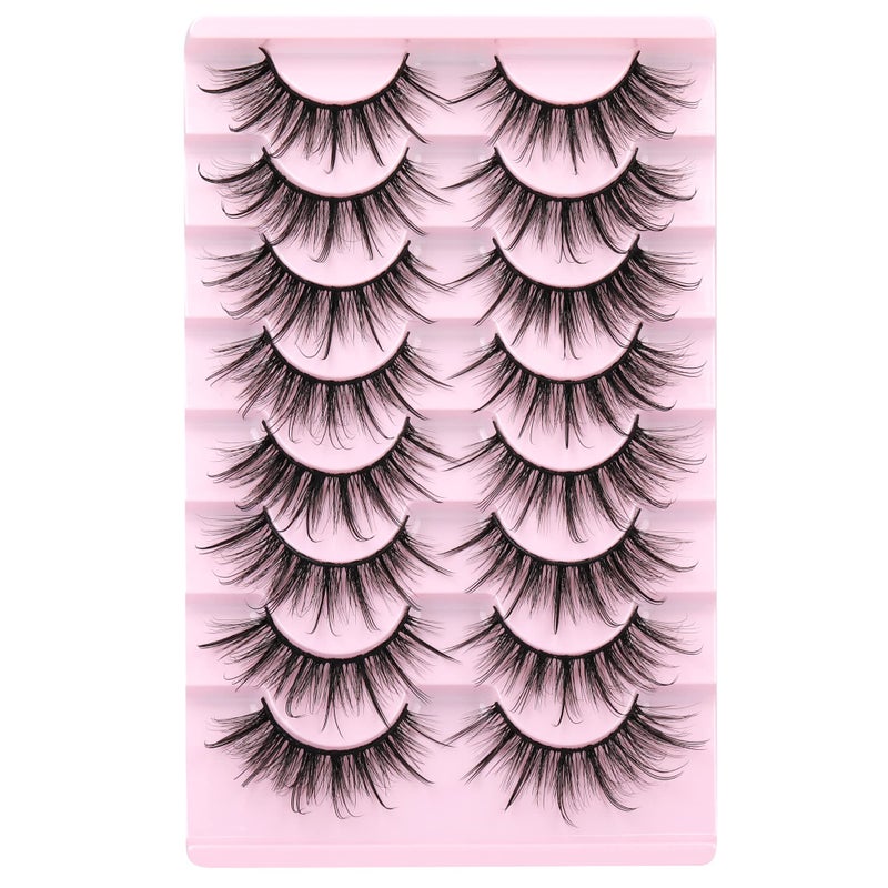 GVEFETIEE False Eyelashes Fluffy Faux Mink Lashes Wispy Fairy Cat Eye Lashes Spiky Strip Lashes Extension Natural Volume Fake Lashes Pack by GVEFETIEE 8 Pairs Black - Image 5