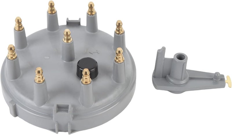 Ignition Distributor Cap Rotor Kit DC 12V Brass Terminals Replacement for E - 150 E - 250 V8 5.0L 5.8L - Heavy Duty Thermoplastic, High Spark Output, Durable Engine Part (Gray) - Image 1