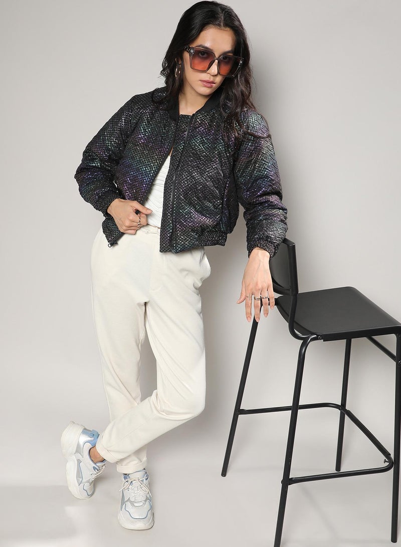 كامبوس سوترا سترة منتفخة بطباعة ثلاثية الأبعاد باللون الأسود الكربوني للسيدات - Image 4