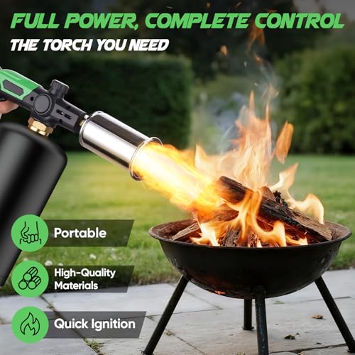 Koackl Propane Torch Head, Kitchen Blow Torch Gun, Campfire Charcoal Starter, Grill Torch with Igniter, Adjustable Flame for Cooking, Soldering(Propane Tank Not Included) - Image 2