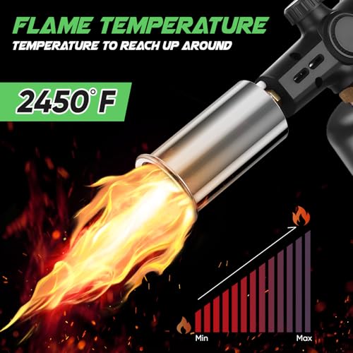 Koackl Propane Torch Head, Kitchen Blow Torch Gun, Campfire Charcoal Starter, Grill Torch with Igniter, Adjustable Flame for Cooking, Soldering(Propane Tank Not Included) - Image 3