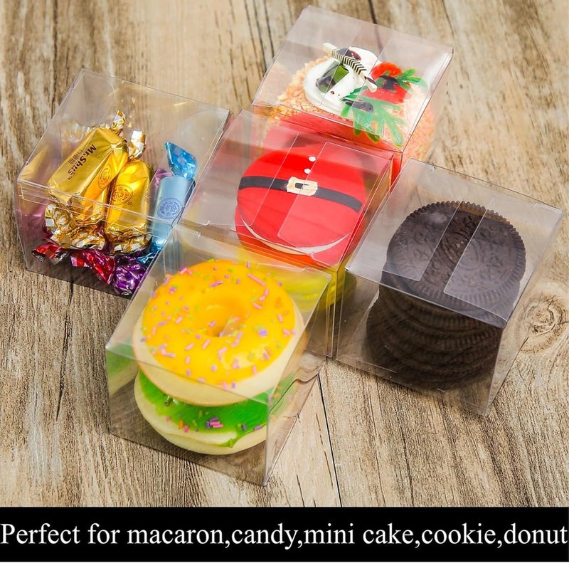 TEMLQPACK 50 Pack 2x2x2 Inch Plastic Macaron Boxes for 2 Clear Plastic Small Gift Boxes Treat Boxes Hot Chocolate Bomb Boxes Mini Cupcake Boxes Candies Boxes Birthday Wedding Party Favor - Image 3