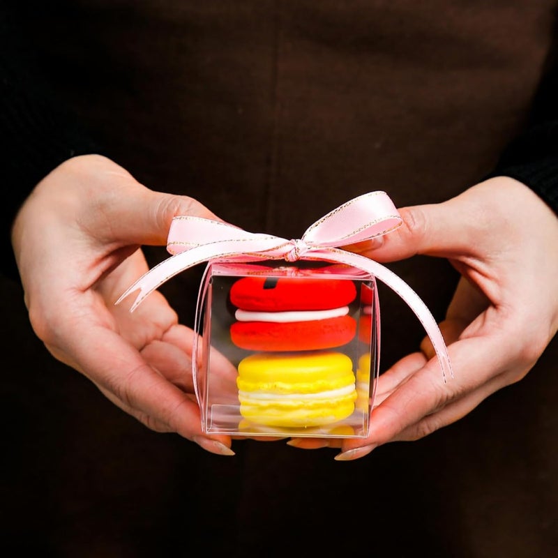 TEMLQPACK 50 Pack 2x2x2 Inch Plastic Macaron Boxes for 2 Clear Plastic Small Gift Boxes Treat Boxes Hot Chocolate Bomb Boxes Mini Cupcake Boxes Candies Boxes Birthday Wedding Party Favor - Image 5