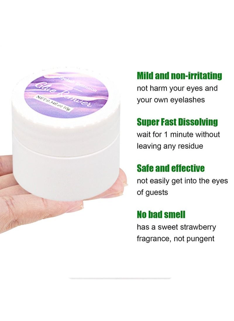 HaLunhi - Eyelash Extension Remover Kit 10g Fragrance Lash Remover for Lash Extensions Strawberry Scent Eyelash Remover with Eye Patch Microswab Brushes No Irritation Quick Dissolves Eyelash Adhesive Removal - Image 1
