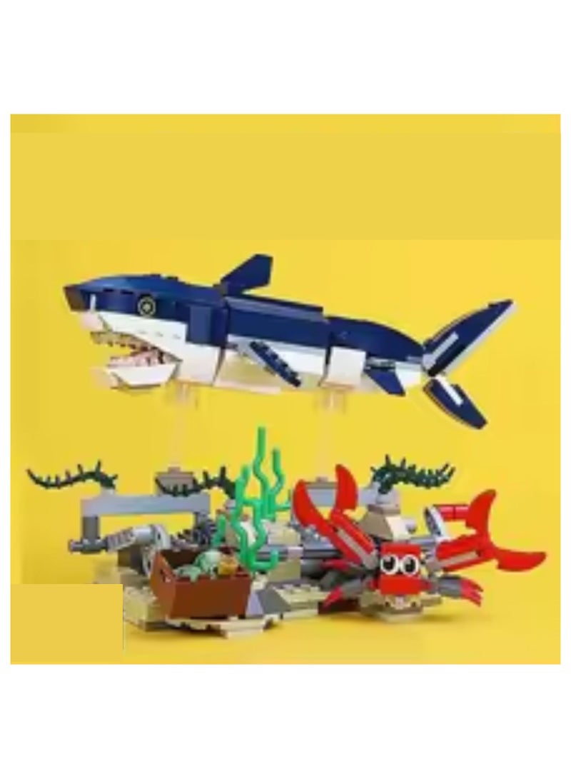 3-in-1 Ocean Creatures Building Set – Shark, Crab, and Squid Construction Blocks for Kids - Image 3