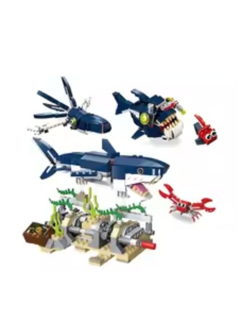 3-in-1 Ocean Creatures Building Set – Shark, Crab, and Squid Construction Blocks for Kids - Image 4