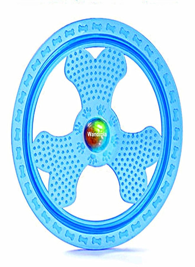 Wandrola Flying Disc Dog Sport Toy with Flashing LED Lights, Light Up Pet Disk for Ultimate Night Time Play, Blue - Image 1