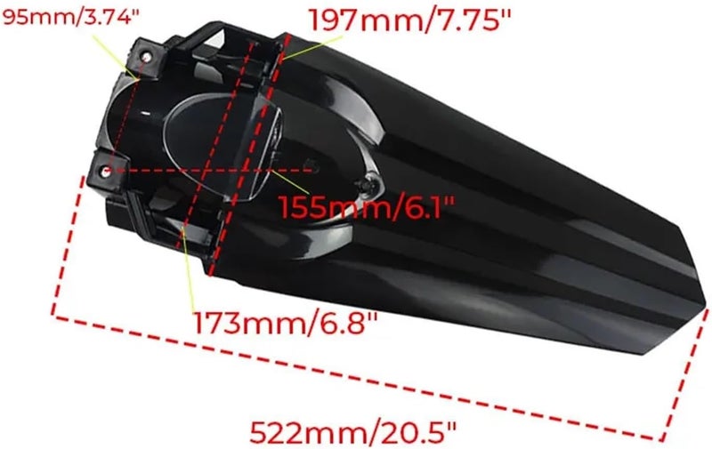 Vuzmode Pit Dirt Bike Rear Wheel Fender Kit - Red - Image 5