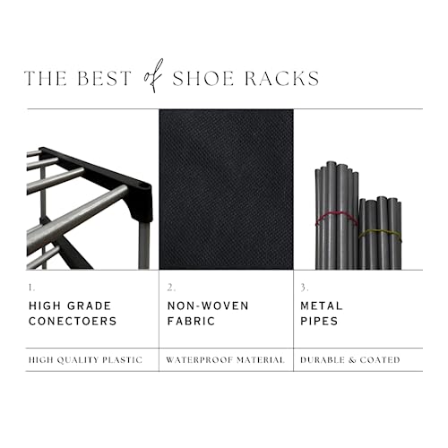 PHILOSHOP Multipurpose Collapsible Conduid Pipe Shoe Rack Wardrobe 5 Layer with Cover Waterproof Dust Resistance (Black, Metal) - Image 2