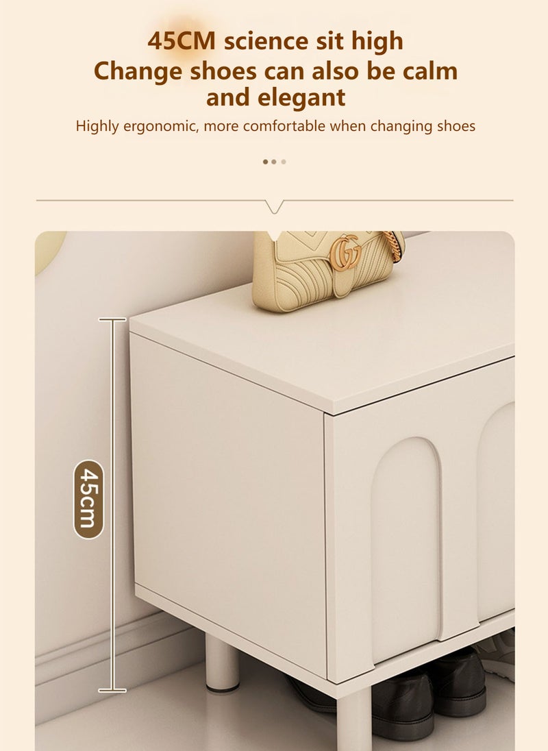 Sharpdo SHARPDO Cream Style Multifunctional Household Entrance Shoe Cabinet Bench 100x34x45CM  - Image 5