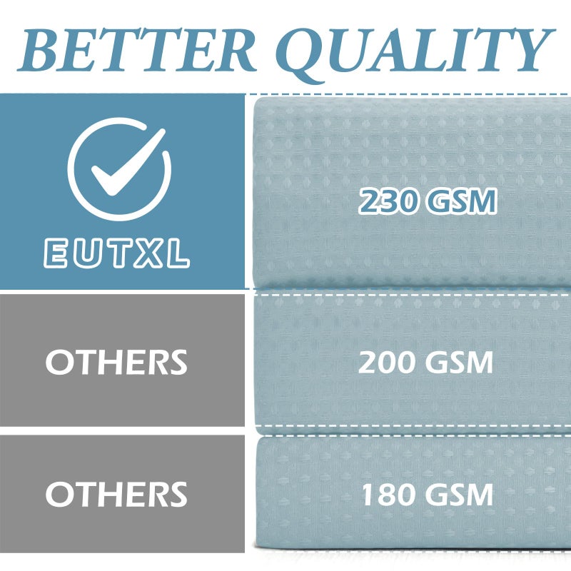 EUTXL FOG Blue Stall No Hook Shower Stain مع Snap في بطانة 230GSM الستائر نسج Waffle Waffle للحمام 54W × 80H - Image 2
