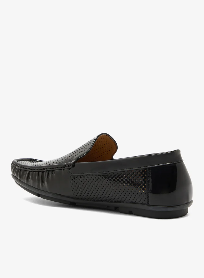 BRAVE SOUL MENS BLACK PERFORATED PU LOAFER