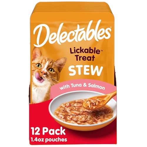 Hartz Delectables Stew Tuna & Salmon Lickable Wet Cat Treats, 1.4 Ounce (Pack of 12) - Image 1