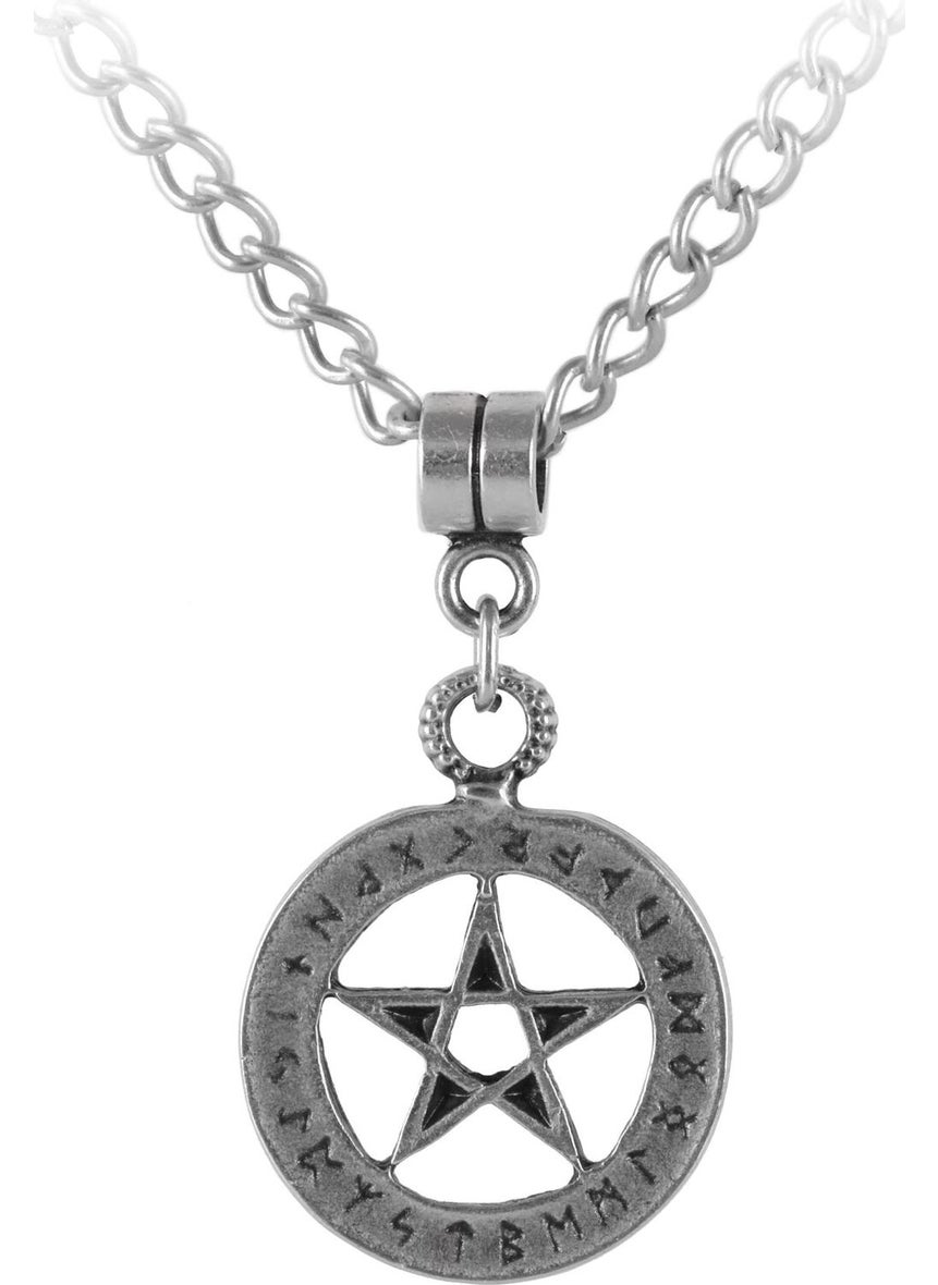 Labalaba - Men's Antique Silver Plated Pentagram Necklace - Image 1