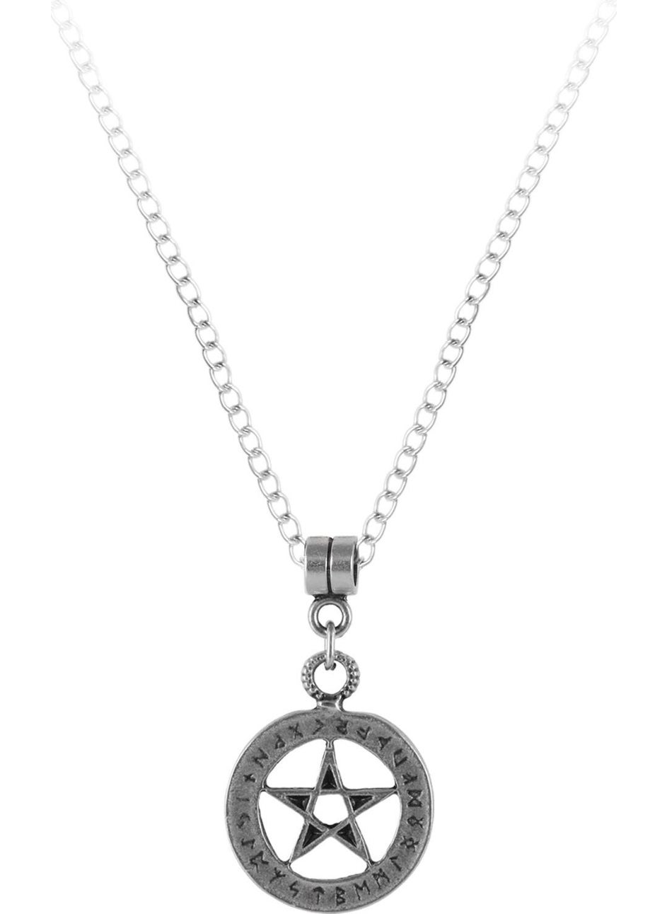 Labalaba - Men's Antique Silver Plated Pentagram Necklace - Image 1