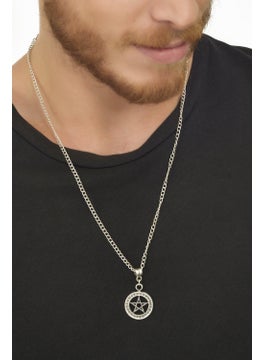 Men's Antique Silver Plated Pentagram Necklace