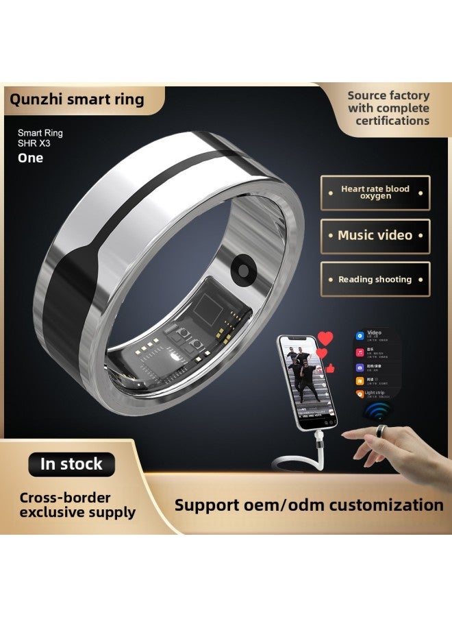 X3 Smart Waterproof Bluetooth Sports Health Ring Sleep Remote Control Brush Video Novel Music Video Recording Ring-Color:silver Meigui No.11 - Image 2