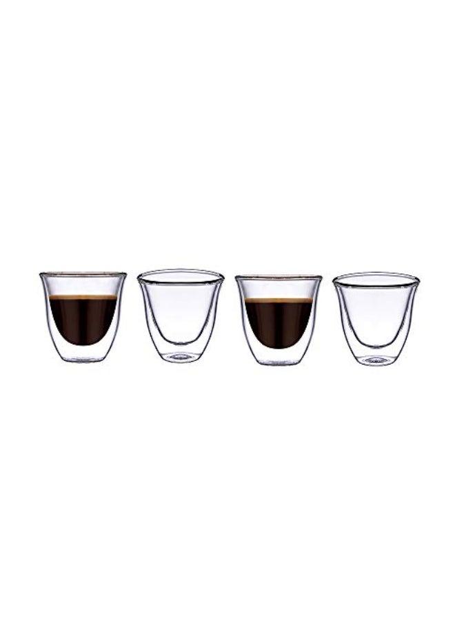 BLACKSTONE Double Wall Glass Cawa Cups 70ml, Set of 4 - Heat Insulated Borosilicate Espresso Cups, Gift Box, DG501 - Image 1